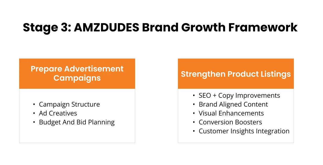 image showing stage 3 of AMZDUDES brand growth framework
